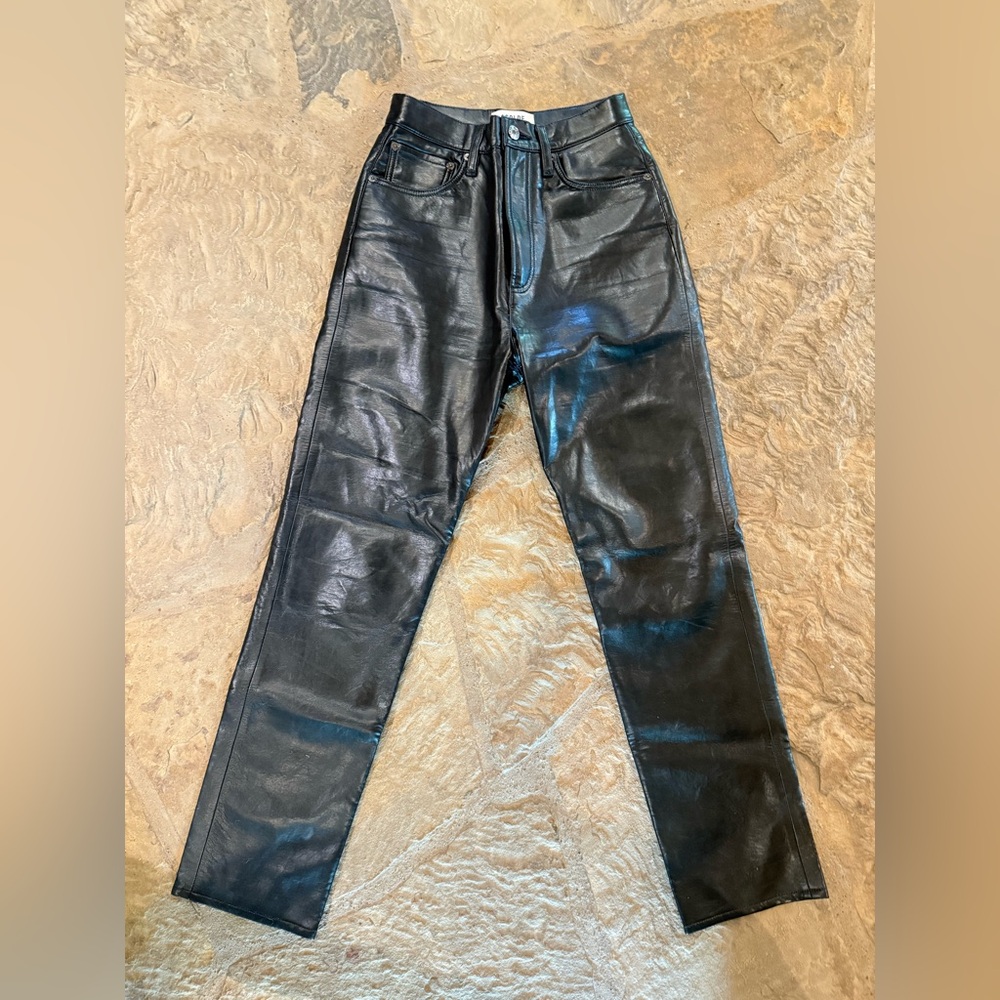 Agolde Recycled Leather 90’s Pinch Waist in Detox